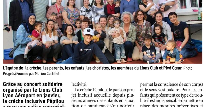 Piwi Cœur, la crèche Pépilou et le Lions Club dans le Progrès !